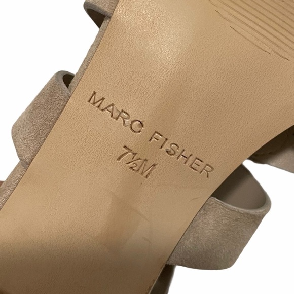 Marc Fisher Paradox Tan Suede Gladiator Lace Up Stacked Block Heel Pump Size 7.5 - Picture 12 of 13